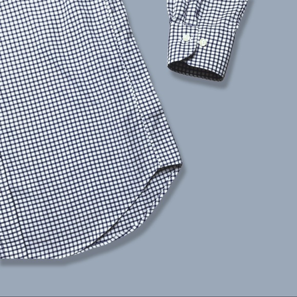 Uniqlo Slim Fit Gingham Button Down Collared LS Shirt Blue Size M EUC - Picture 2 of 6